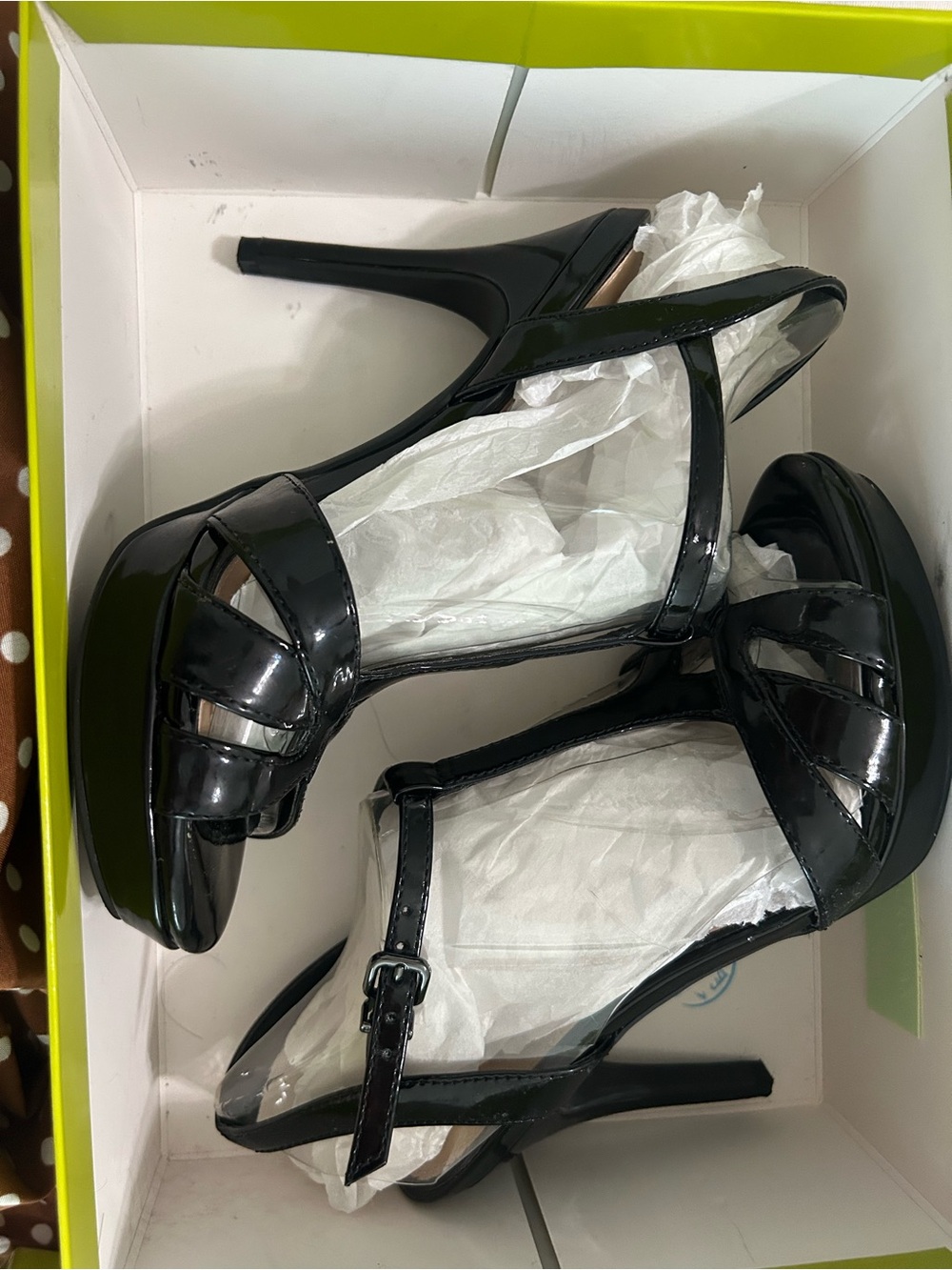 Black Patent High Heel Platform Sandals